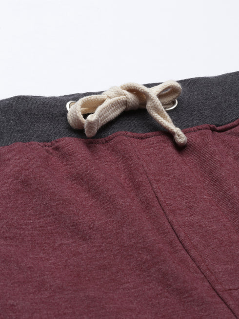 Charcoal & Maroon Solid Lounge Set